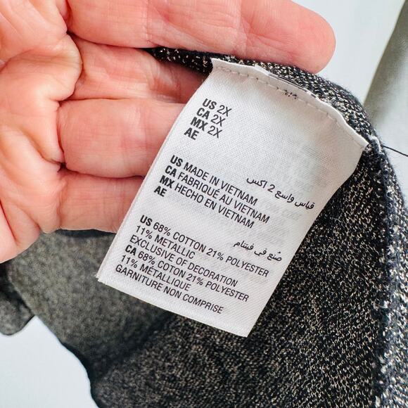 JM Collection Black Gold Ombre Open Front Cardigan Sweater 2X Dressy Holiday Top - Picture 8 of 9